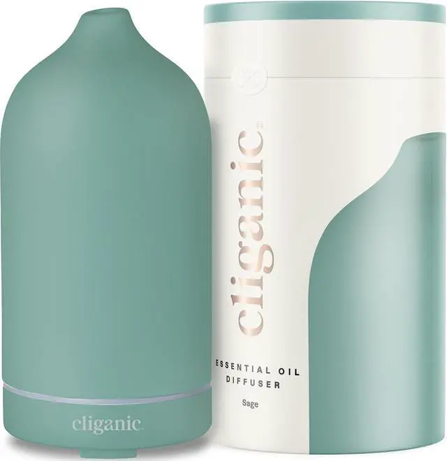 Main image of Ceramic Diffuser (Sage), 100ml Ultrasonic for Essential Oils Aromatherapy, Home & Office