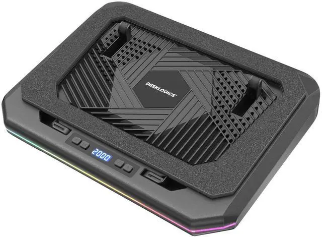 Main image of Laptop Cooling Pad, Quiet Turbo Fan Laptop Cooler for 12-19 Inch Gaming Laptop and MacBook, Height Adjustable Laptop Cooling Stand with RGB Light, Sealed Airflow Cooler Pad, USB Powered
