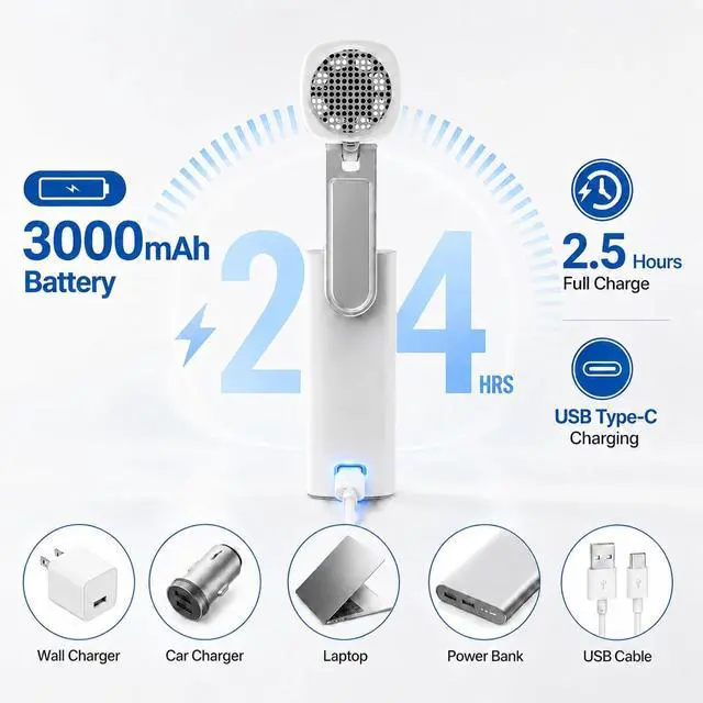 Alt view image 6 of 7 - Mini Handheld Turbo Fan with Flashlight Light