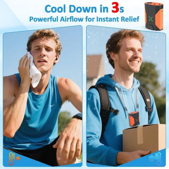 Alt view image 5 of 7 - Mini Portable Waist Fan - 100 Speeds 36000RPM Strong Airflow 4500mAh Battery Powered Max 16H Cooling - Mini Waist Neck Handheld Fan for Outdoor Jobsite Camping Travel, Orange
