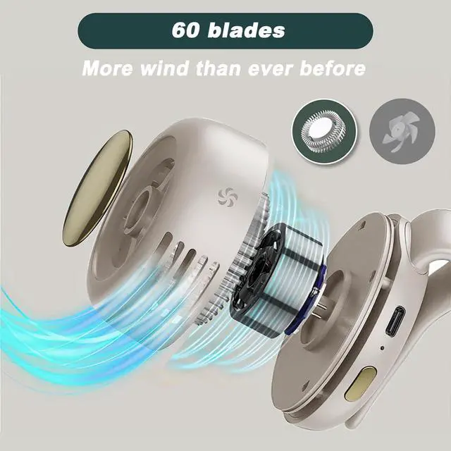 Alt view image 2 of 7 - Portable Silent Mini Bladeless Fan Clip On, 3 Speeds & Queit, Hands Free Shirt and Waist Clips Whirlwind Fans, For Outdoor & Travel & Office, Travel Accessories (White)