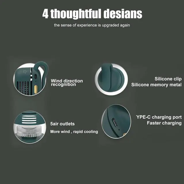 Alt view image 7 of 7 - Portable Silent Mini Bladeless Fan Clip On, 3 Speeds & Queit, Hands Free Shirt and Waist Clips Whirlwind Fans, For Outdoor & Travel & Office, Travel Accessories (White)
