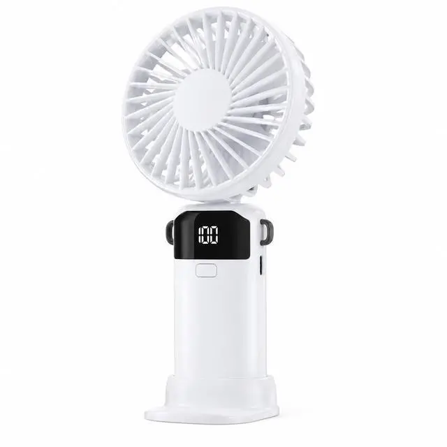 Main image of Handheld Fan, 5-Speed Portable Mini Fan with LED Battery DisplayWhite