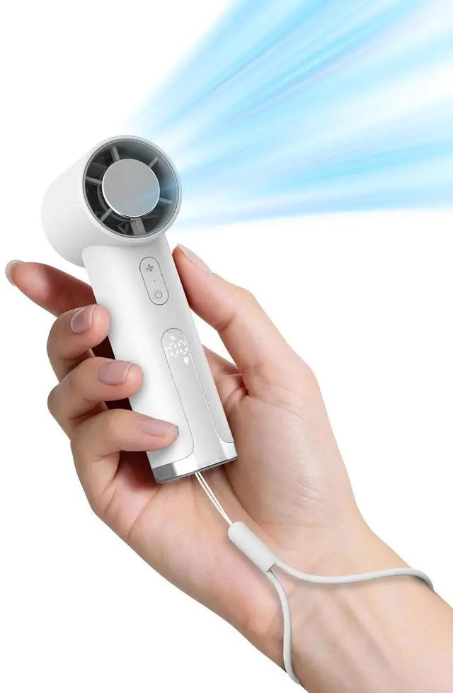 Main image of Portable Handheld Fan, Turbo Power 18800 RPM Fast Charge Digital Display 100 Speeds Adjustable, Mini Pocket Design Birthday Gifts for Women Men Travel Cruise Camping Outdoor, Cream