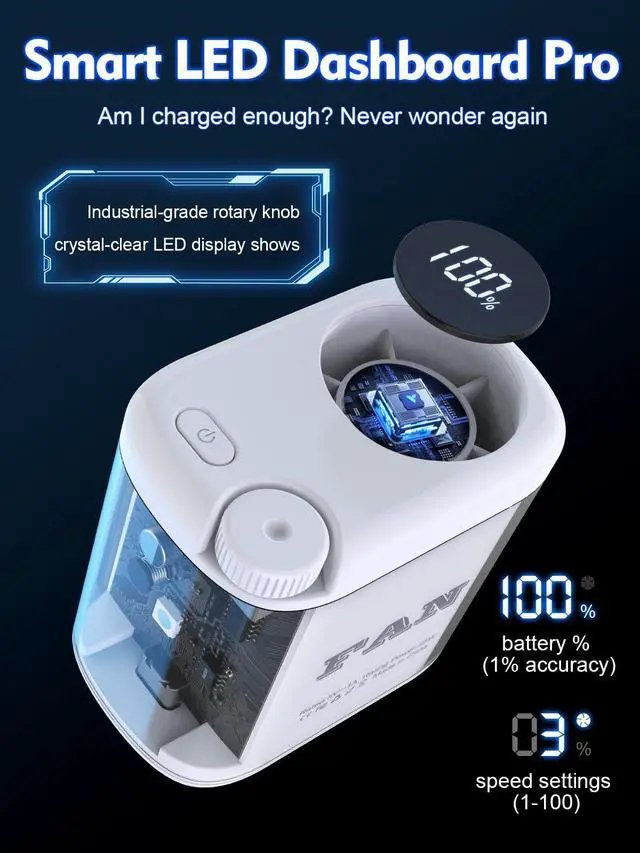 Alt view image 6 of 7 - Transparent Mecha-style Wearable Waist Fan: USB-C Rechargeable 0-100 Wind Control, RGB Lighting, Detachable Belt Clip, 360° Rotation, for Shirt, Belt, Umbrella Handle, Handheld Use, 3-12 Hours