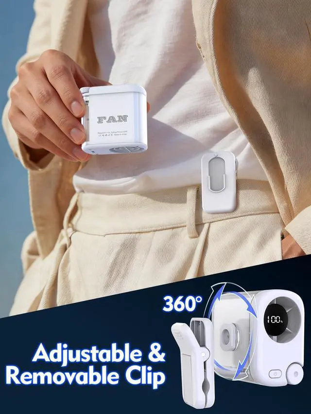 Alt view image 4 of 7 - Transparent Mecha-style Wearable Waist Fan: USB-C Rechargeable 0-100 Wind Control, RGB Lighting, Detachable Belt Clip, 360° Rotation, for Shirt, Belt, Umbrella Handle, Handheld Use, 3-12 Hours