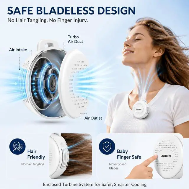 Alt view image 4 of 6 - Bladeless Shirt Clip Fan for Waist & Clothing, Wearable Personal Cooling Fan with 3 Speeds, USB-C Rechargeable Hands-Free Mini Portable Fan for Work, Travel, Camping & Outdoor Activities
