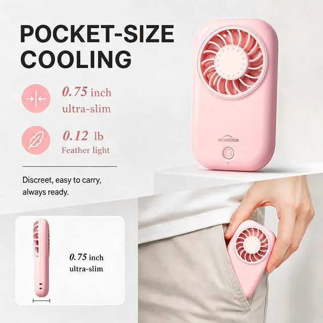Alt view image 3 of 7 - Mini Fan Small Portable Fans: 5 Speeds Personal Makeup Handheld Fans USB Rechargeable, Lightweight Home Office Outdoor Travel, Kids, Summer Essentials, Gift for Women and Girls