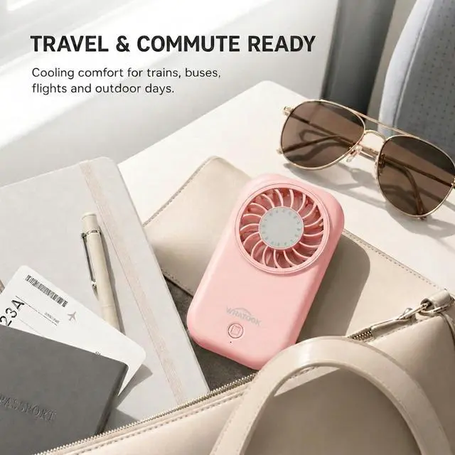 Alt view image 5 of 7 - Mini Fan Small Portable Fans: 5 Speeds Personal Makeup Handheld Fans USB Rechargeable, Lightweight Home Office Outdoor Travel, Kids, Summer Essentials, Gift for Women and Girls
