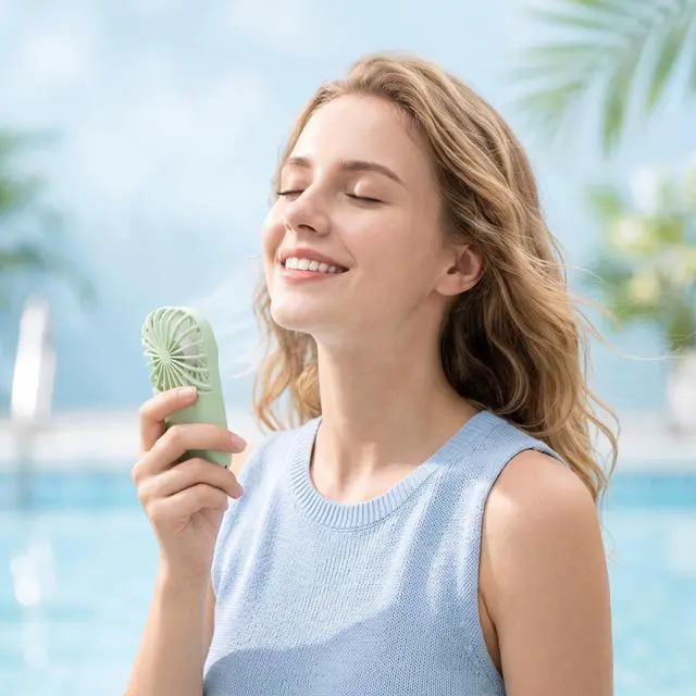 Alt view image 6 of 7 - Mini Fan, Portable Fans Pocket Size 5 Speeds 1100 RPM High Velocity Personal Fan with Lanyard for Makeup, Travel, Outdoor Fan Green