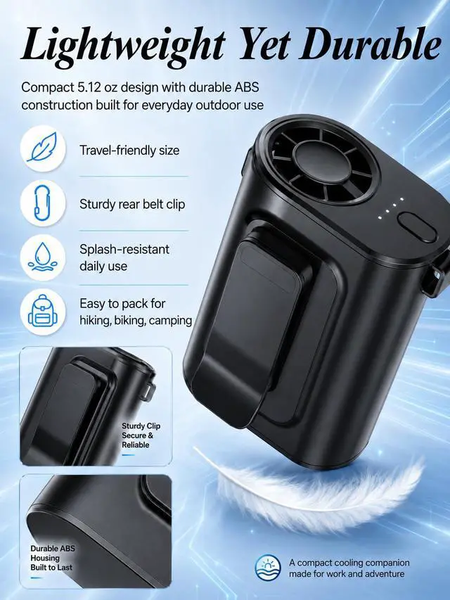 Alt view image 6 of 7 - Waist Fan Portable Ultra Lightweight Design