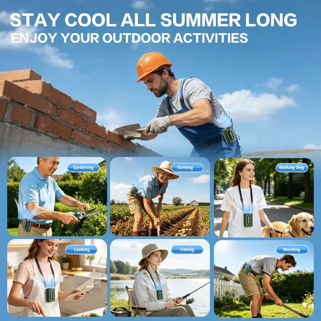 Alt view image 5 of 7 - Waist Fan Portable Clip on 17500RPM, Lightweight Belt Fan Rechargeable, Hands Free Personal Cooling Mini Neck Fan for Men Women Outdoor Jobsite Camping Hiking Fishing Travel Commute Daily Work