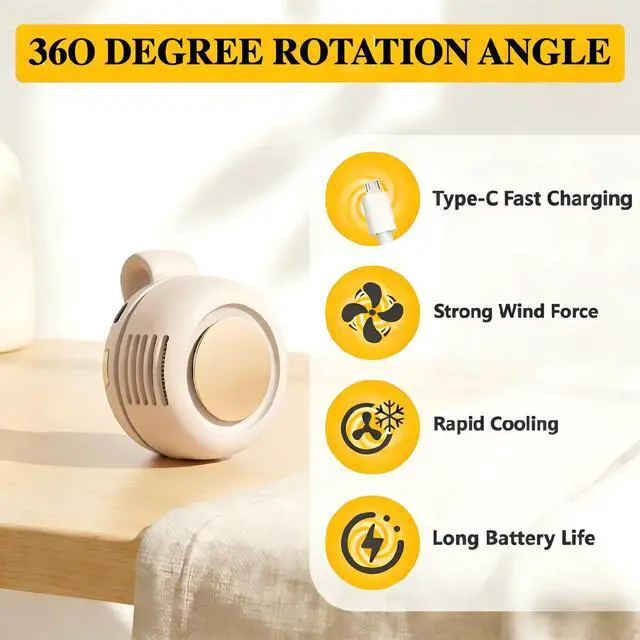 Alt view image 5 of 7 - Portable Silent Mini Bladeless Electric fan Clip-On,3-Speed Rotatable Hands-Free Clip-On Fan for Shirt and Waist,Portable Mini Bladeless Fan Clip-On,For Outdoor & Travel & Office & Indoor