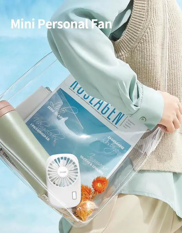 Alt view image 3 of 7 - Handheld Fan Mini Fan Powerful Small Personal Portable Fan Speed Adjustable USB Rechargeable Cooling for Kids Girls Boys Woman Home Office Travel, White