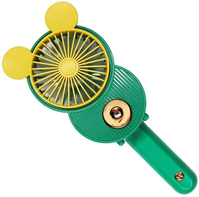 Main image of Cute Mouse Misting Mini Fan, Handheld Portable USB Rechargeable Fan with 3 Adjustable Speeds, Foldable For Travelling(Green)