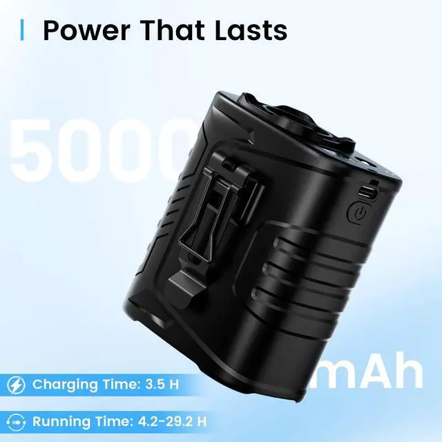 Alt view image 3 of 7 - Portable Waist Fan, 12500RPM Rechargeable Wearable Belt Clip Fan, Hands Free Cooling Fan for Outdoor Work, Construction, Hiking, Camping, Fishing, Long Battery Life Personal Cooling Device