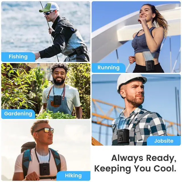 Alt view image 5 of 7 - Portable Waist Fan, 12500RPM Rechargeable Wearable Belt Clip Fan, Hands Free Cooling Fan for Outdoor Work, Construction, Hiking, Camping, Fishing, Long Battery Life Personal Cooling Device