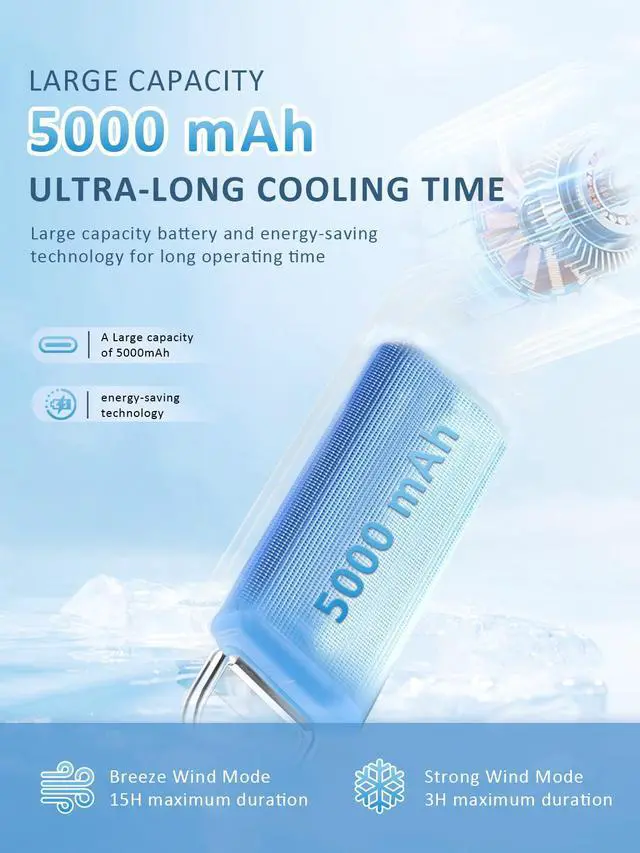Alt view image 4 of 7 - Handheld Fan, Portable Fan, 1-100 Speed Adjustable Turbo Fan, 5000mAh Rechargeable Mini Personal Fan with Foldable Design and LED Display for Travel, Office, Home and Outdoor Use Pink