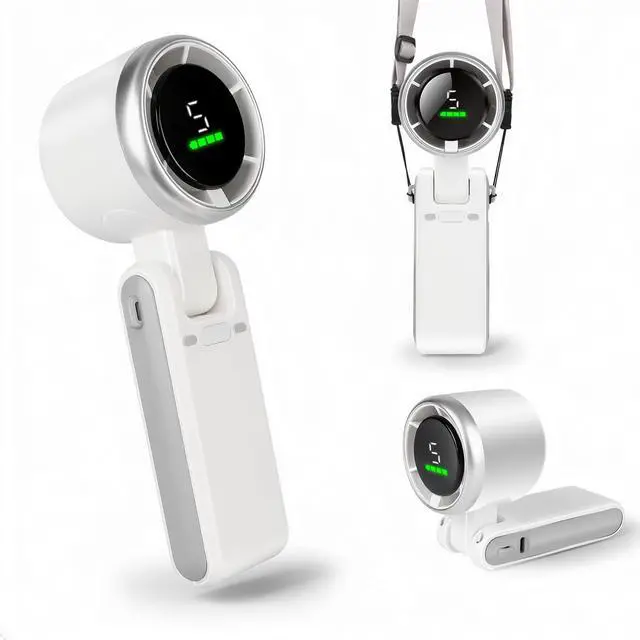 Main image of Portable Handheld Turbo Fan, 5-Speed Rechargeable Mini Fan with LED Display, 3600mAh USB-C Foldable Personal Fan for Travel, Beach, Camping, Office