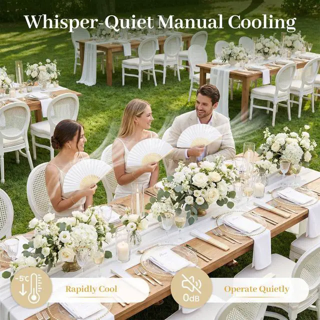 Alt view image 6 of 7 - 12 Pcs White Paper Fans Handheld 8.3 Inch Foldable Hand Fan, Folding Fans Handheld for Women, Paper Fan for Wedding Guests, Bridal & Baby Shower Favors, Party Decorations