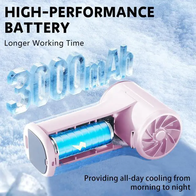 Alt view image 4 of 7 - Mini Portable Clip on Fan,100 Speeds 18000 RPM High Velocity Personal Fans with LED Display,USB Rechargeable Small Handheld Fan with Lanyard for Travel,Indoor,Outdoor