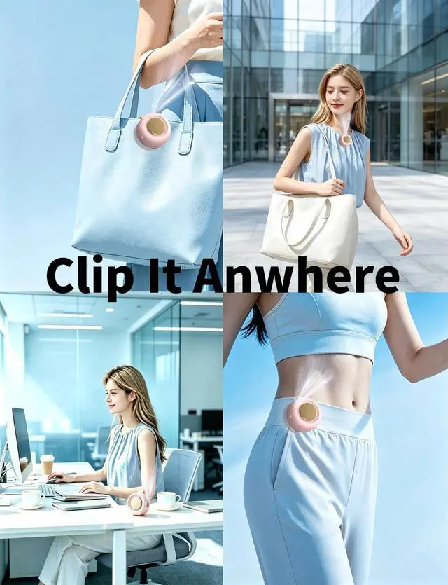 Alt view image 6 of 7 - Portable Silent Mini Bladeless Fan, Clip On Fan for Shirt, 3 Speeds & Queit, Hands Free Waist Whirlwind Fans, USB Rechargeable, Suitable for Outdoor & Travel & Office (pink)
