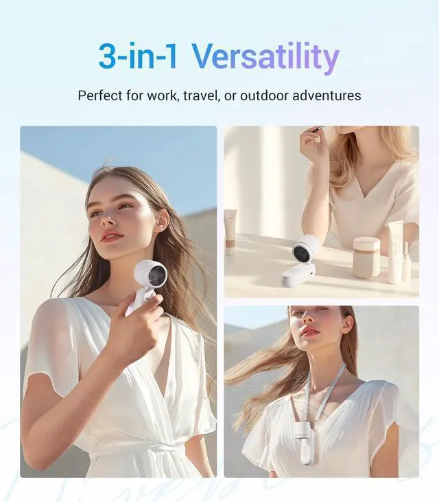 Alt view image 6 of 7 - High-Speed Portable Handheld Turbo Fan, USB Rechargeable Battery Powered, Small Portable Pocket Fan for Travel, Outdoor, Home, Office, Concerts, Lash, Gift for Women(White)