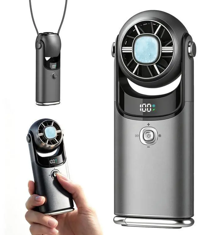 Main image of Mini Handheld Fan with Cooling Plate, Portable Pocket Fan, 17500RPM Turbo Fan, Joystick Control & Ice Cooling, Small Personal Fan, 180° Adjustable Head Travel Fan, Hand Held Fan for Purse - Dark Grey