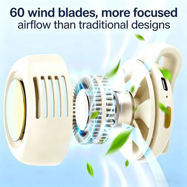 Alt view image 2 of 7 - 2026 New Portable silent mini bladeless fan 3-speed clip-on fan 360° rotatable suitable for outdoor, travel and office use, travel accessory (white)