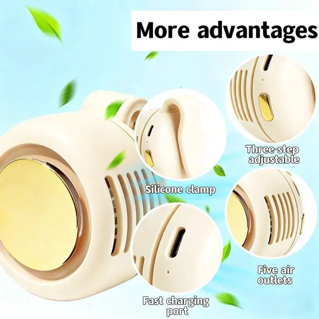 Alt view image 4 of 7 - 2026 New Portable silent mini bladeless fan 3-speed clip-on fan 360° rotatable suitable for outdoor, travel and office use, travel accessory (white)