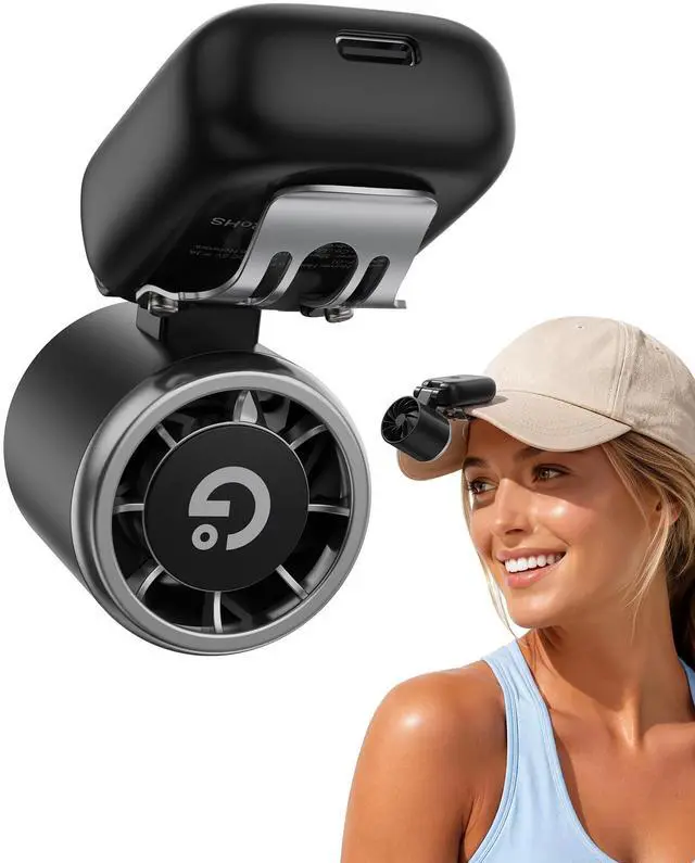 Main image of Mini Clip on Fan Portable, 180° Adjustable Personal Hat Fan Clip On, 3-in-1 Hands-Free Mini Portable Fans, Only 2.4 oz, 3-Speed Rechargeable, Outdoor Sports Travel Essentials, Women Men, Black