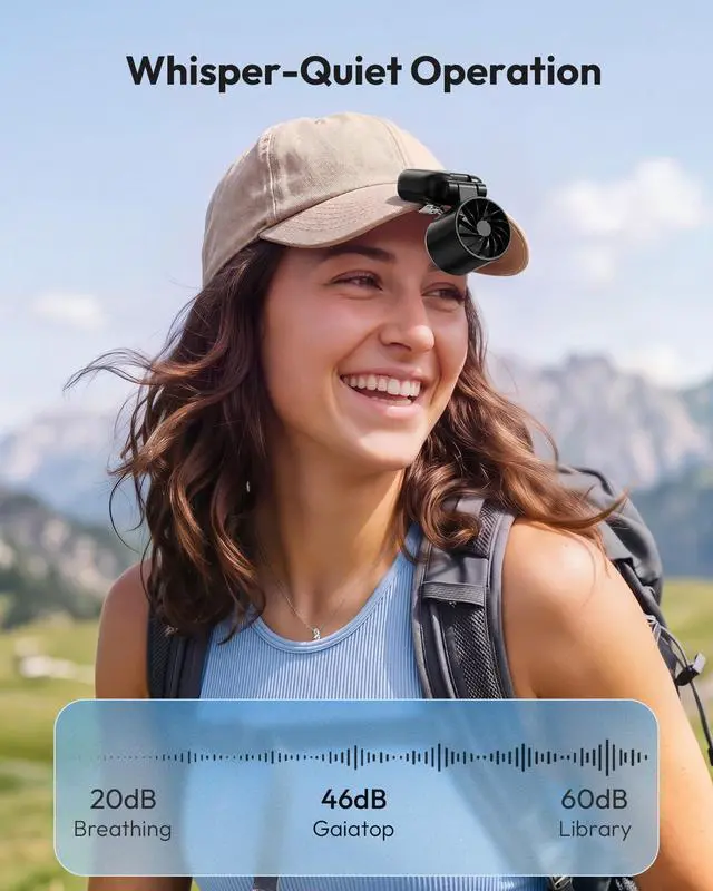 Alt view image 7 of 7 - Mini Clip on Fan Portable, 180° Adjustable Personal Hat Fan Clip On, 3-in-1 Hands-Free Mini Portable Fans, Only 2.4 oz, 3-Speed Rechargeable, Outdoor Sports Travel Essentials, Women Men, Black