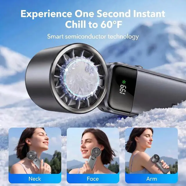 Alt view image 2 of 7 - Mini Ice Cooling Portable Handheld Fan, Pocket Personal Fan with Rechargeable Battery, 20hrs Long-lasting Work, 199 Speed Wind with High-Speed Motor, for Travel/Work/Indoor/Outdoor