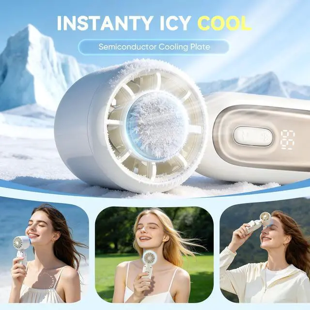 Alt view image 2 of 7 - Portable Handheld Fan, Personal Mini 360° Detachable Clip on Fan, Ice Cooling, Rechargeable Turbo Fan for Desk, Hand Held Fan Up to 19H and 1-199 Speeds, Phone Holder, Outdoor & Travel (White)