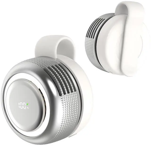 Main image of Mini Bladeless Clip on Fan with LED Light, 5-Speed Portable Silent Fan for Office, Hospital, Library, Travel, Hiking, Hands-Free Personal Fan for Outdoor, Summer Travel Gift (White)