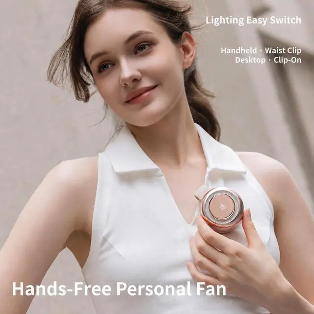 Alt view image 6 of 7 - Mini Bladeless Clip on Fan with LED Light, 5-Speed Portable Silent Fan for Office, Hospital, Library, Travel, Hiking, Hands-Free Personal Fan for Outdoor, Summer Travel Gift (White)