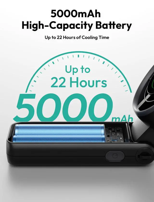 Alt view image 2 of 7 - Portable Handheld Fan, 22H Max Cooling 5000mAh Battery -Black