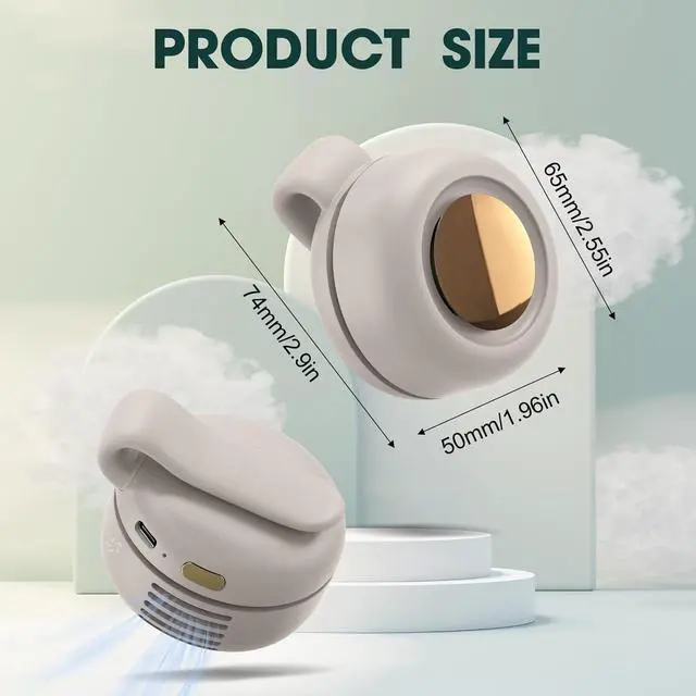 Alt view image 2 of 6 - Portable Silent Mini Bladeless Fan Clip On, Adjustable 3 Speeds Suspended, Waist Fans forclip onfan for shirt Suitable for Outdoor & Travel & Office (White)