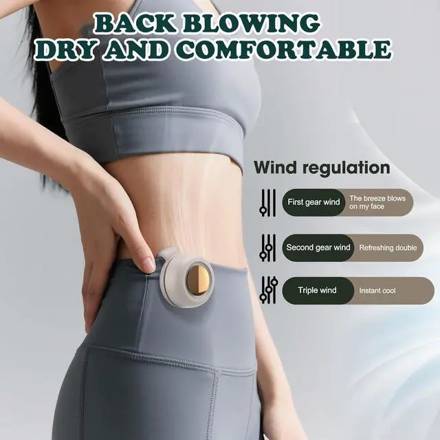Alt view image 3 of 6 - Portable Silent Mini Bladeless Fan Clip On, Adjustable 3 Speeds Suspended, Waist Fans forclip onfan for shirt Suitable for Outdoor & Travel & Office (White)