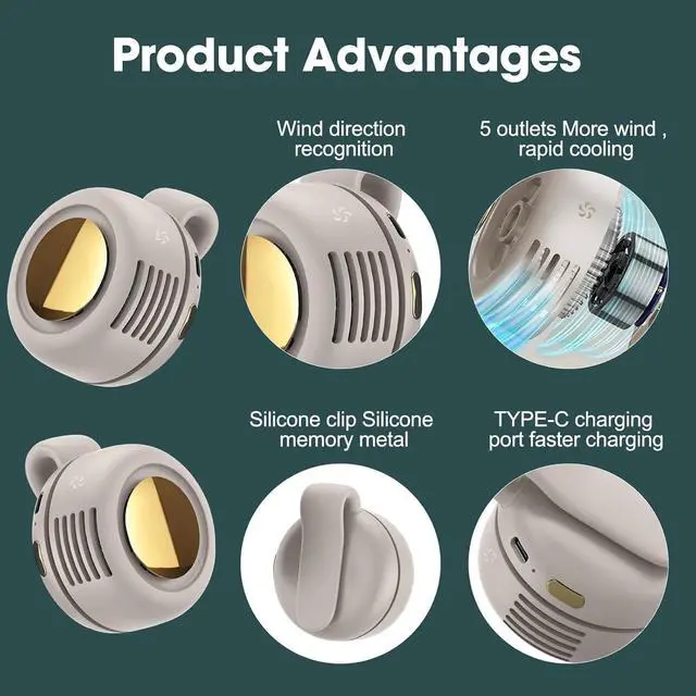Alt view image 5 of 6 - Portable Silent Mini Bladeless Fan Clip On, Adjustable 3 Speeds Suspended, Waist Fans forclip onfan for shirt Suitable for Outdoor & Travel & Office (White)