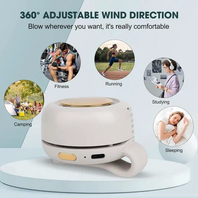 Alt view image 6 of 6 - Portable Silent Mini Bladeless Fan Clip On, Adjustable 3 Speeds Suspended, Waist Fans forclip onfan for shirt Suitable for Outdoor & Travel & Office (White)