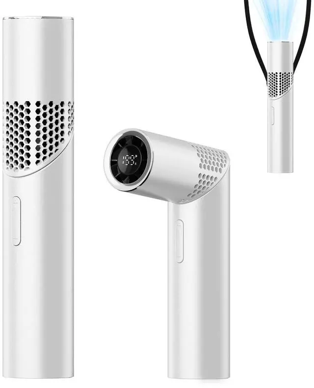 Main image of Portable Handheld Turbo Fan,3 IN 1 Rechargeable Mini Fans,Up to 12 Working Hours,1-199 Speed,Digital Display,for Outdoor,Travel,Beach,Office (white)