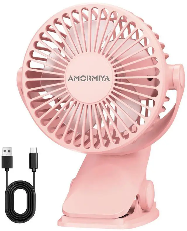 Main image of Portable Clip on Fan Rechargeable Mini for Desk Golf Camping Pink
