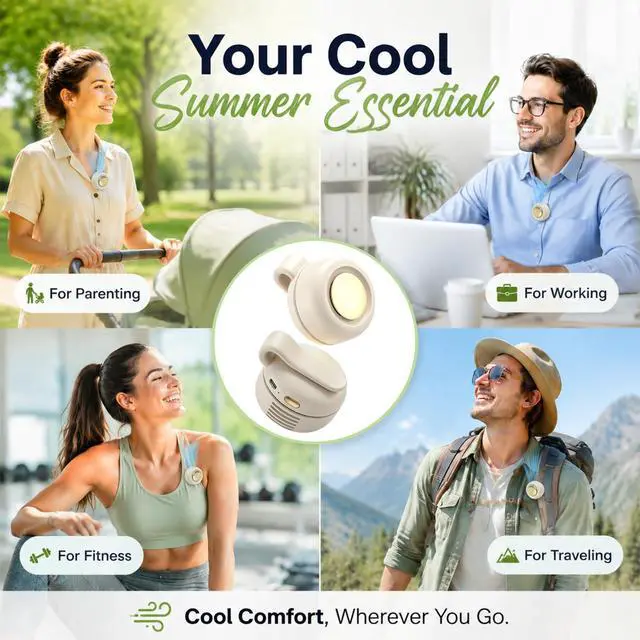 Alt view image 6 of 6 - Portable Clip-on Fan, Silent Bladeless Mini fan, 360°Rotation 3-speed Modes Whirlwind Fans For Waist Clips Hands-Free Cooling Fan Suitable For Outdoor Sports Trip Work Travel White