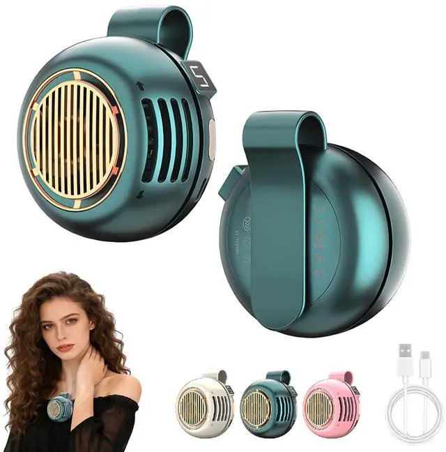 Main image of Portable Silent Mini Bladeless Fan Clip on, 5 Speeds 360° Rotatable Clip on Fan for Shirt & Waist, USB Rechargeable Small Fans Portable, 2026 New Whirlwind Fans for Outdoor/Travel/Office, Green