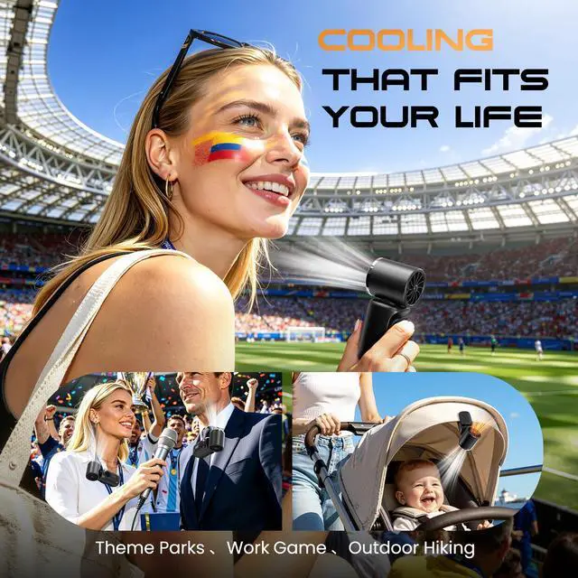 Alt view image 6 of 7 - Portable Clip-On Mini Fan Handheld Turbo Fan 180° Rotating 3000mAh 5-speed
