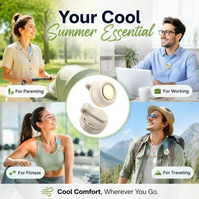 Alt view image 6 of 7 - Clip On Fan, Portable Silent Mini Bladeless Personal Fan, 3-Speed 360° Rotatable Small Clip Fan for Shirt Waist, Hands-Free Wearable Fan for Outdoor Travel Office