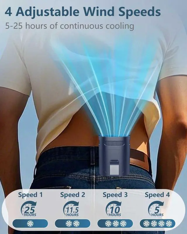 Alt view image 2 of 7 - Waist Fan Clip On Shirt Fan-Mini Light Weight Portable Fans that Blow Cold Air,Small Personal Battery Powered Fans,Belt Body Under Shirt AC Cooler,Quiet Wearable Hanging Neck Fan for Women Men Kids