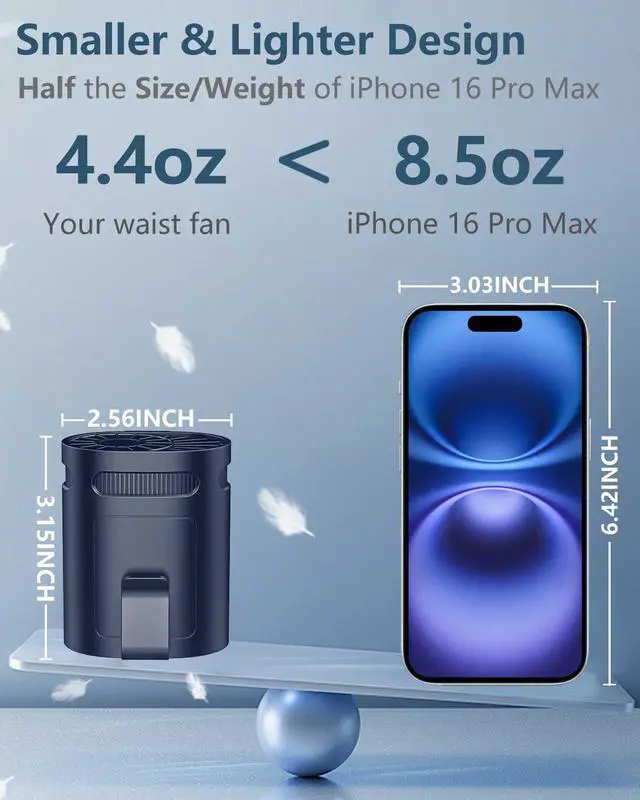 Alt view image 3 of 7 - Waist Fan Clip On Shirt Fan-Mini Light Weight Portable Fans that Blow Cold Air,Small Personal Battery Powered Fans,Belt Body Under Shirt AC Cooler,Quiet Wearable Hanging Neck Fan for Women Men Kids