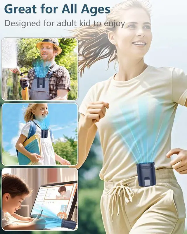 Alt view image 4 of 7 - Waist Fan Clip On Shirt Fan-Mini Light Weight Portable Fans that Blow Cold Air,Small Personal Battery Powered Fans,Belt Body Under Shirt AC Cooler,Quiet Wearable Hanging Neck Fan for Women Men Kids
